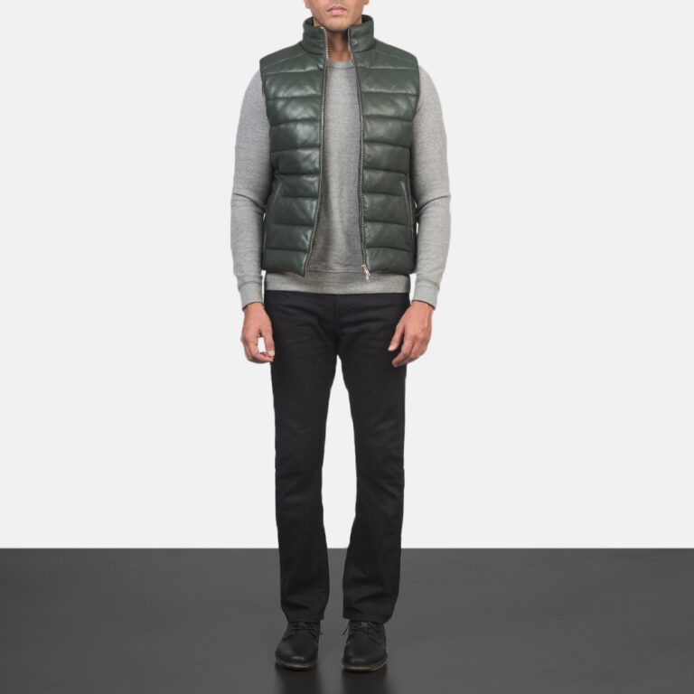 Mens Reeves Green Leather Puffer Vest_3878-2-1618227098421